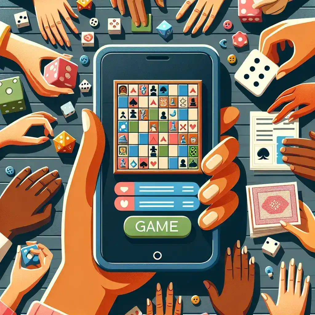 "Ilustrasi pengembangan platform digital yang mendukung pelestarian permainan tradisional Indonesia, menunjukkan berbagai permainan rakyat yang diadaptasi ke dalam bentuk aplikasi modern."