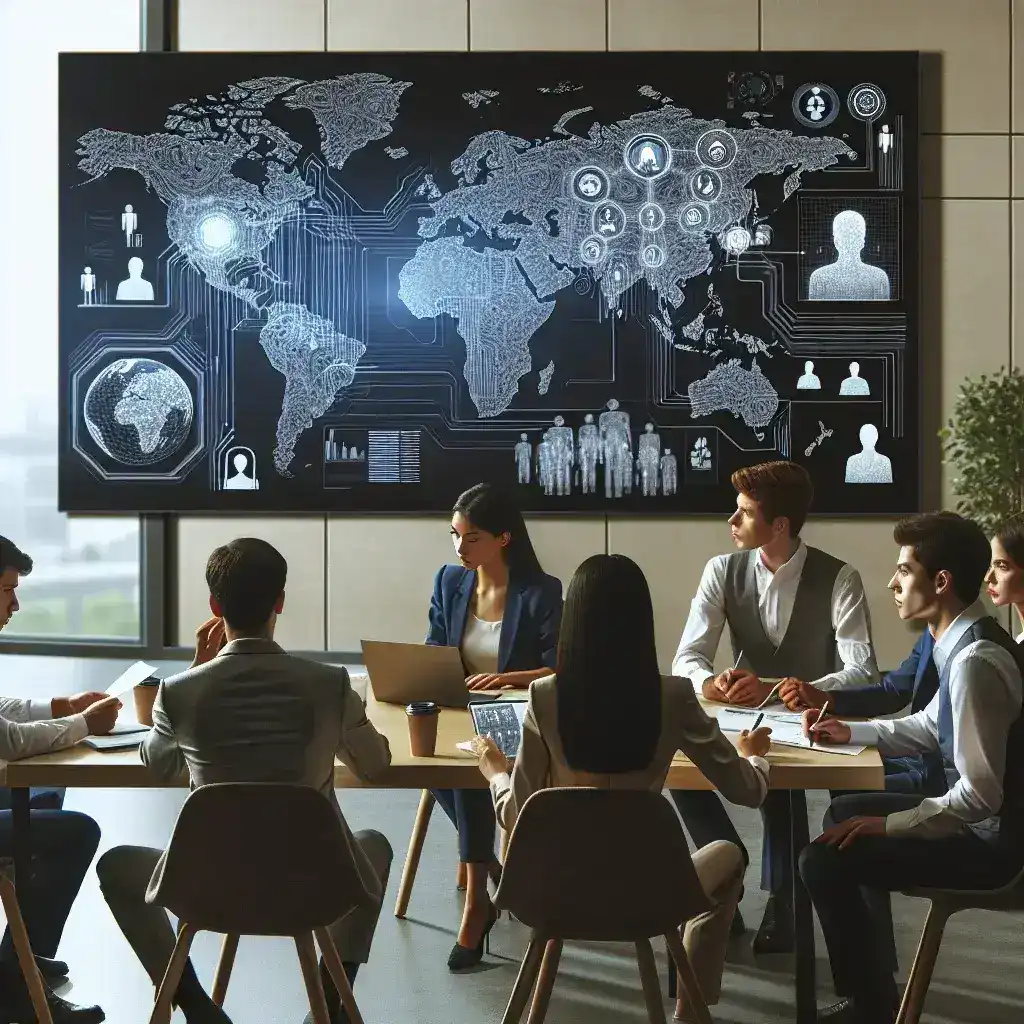 "Illustration depicting the Kominfo's new regulations on global AI platform responsibilities, featuring a balanced scale symbolizing accountability and innovation."